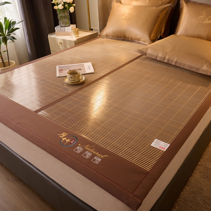 91家纺网 家纺一手货源 找家纺 鑫琪莱家纺 2025新款双面竹席冰丝席竹凉席学生宿舍席子 碳化原竹