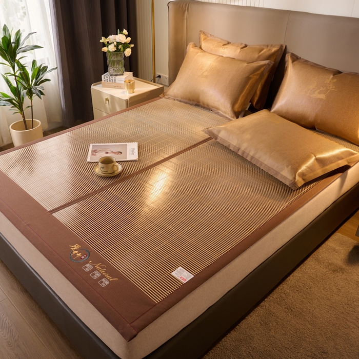 91家纺网 家纺一手货源 找家纺 鑫琪莱家纺 2025新款双面竹席冰丝席竹凉席学生宿舍席子 碳化原竹