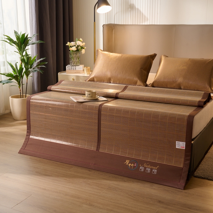 91家纺网 家纺一手货源 找家纺 鑫琪莱家纺 2025新款双面竹席冰丝席竹凉席学生宿舍席子 碳化原竹