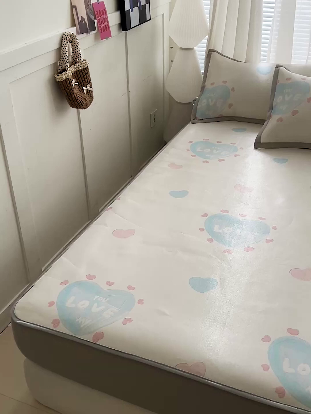 91家纺网 家纺一手货源 找家纺 富馨莱 2026新款冰丝凉席床笠款凉席席子支持一件定制定做 LOVE心