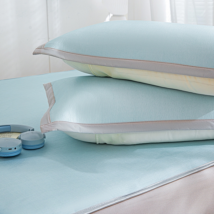 91家纺网 家纺一手货源 找家纺 富馨莱 2026新款冰丝凉席床笠款凉席席子支持一件定制定做 冰川蓝