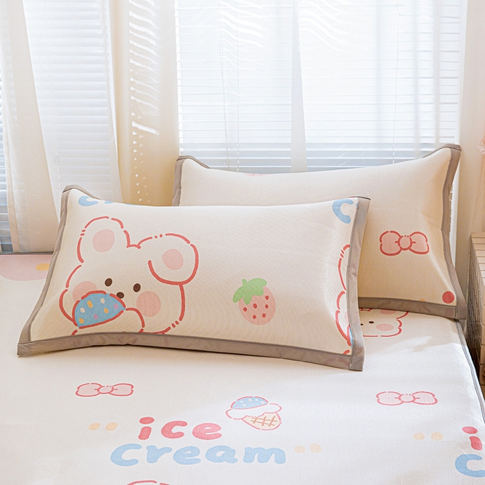 91家纺网 家纺一手货源 找家纺 富馨莱 2026新款冰丝凉席床笠款凉席席子支持一件定制定做 冰淇淋兔