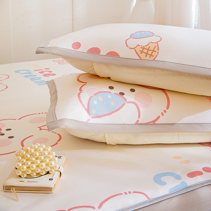 91家纺网 家纺一手货源 找家纺 富馨莱 2026新款冰丝凉席床笠款凉席席子支持一件定制定做 冰淇淋兔