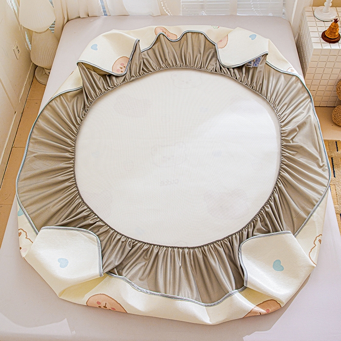 91家纺网 家纺一手货源 找家纺 富馨莱 2026新款冰丝凉席床笠款凉席席子支持一件定制定做 饼干熊