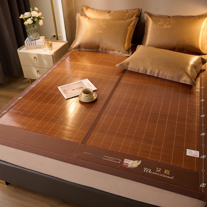 91家纺网 家纺一手货源 找家纺 鑫琪莱家纺 2025新款双面竹席冰丝席竹凉席学生宿舍席子 迷你艾香-花边款