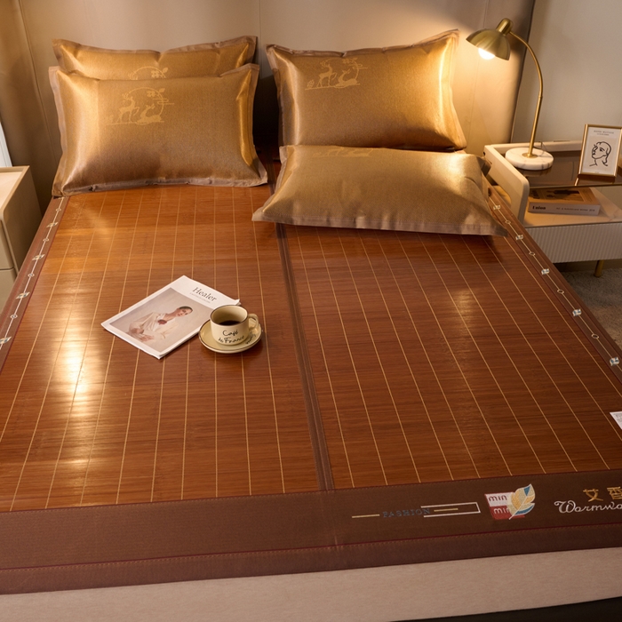 91家纺网 家纺一手货源 找家纺 鑫琪莱家纺 2025新款双面竹席冰丝席竹凉席学生宿舍席子 迷你艾香-花边款