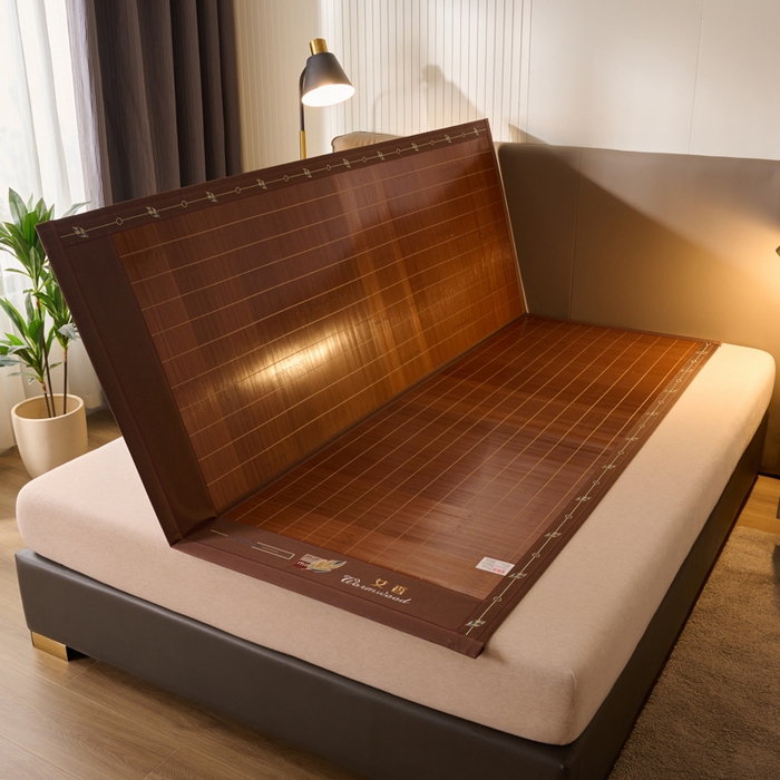 91家纺网 家纺一手货源 找家纺 鑫琪莱家纺 2025新款双面竹席冰丝席竹凉席学生宿舍席子 迷你艾香-花边款