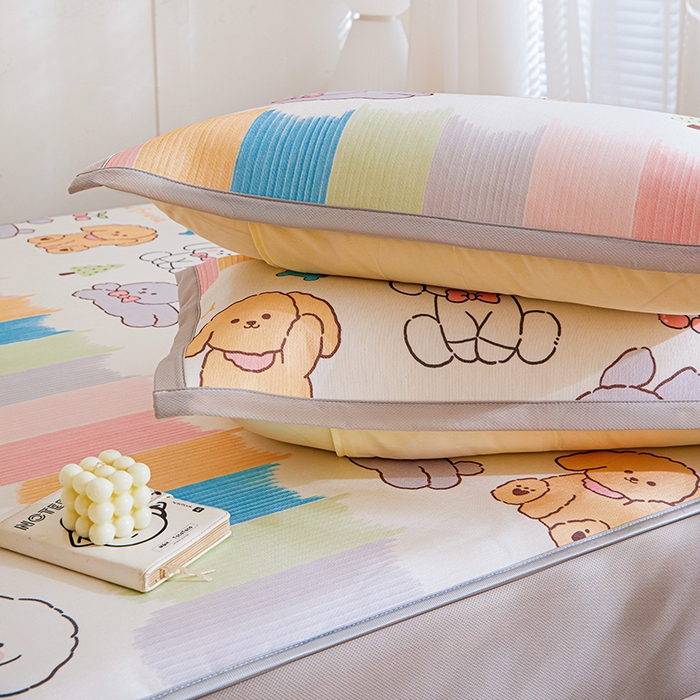 91家纺网 家纺一手货源 找家纺 富馨莱 2026新款冰丝凉席床笠款凉席席子支持一件定制定做 彩虹乐园