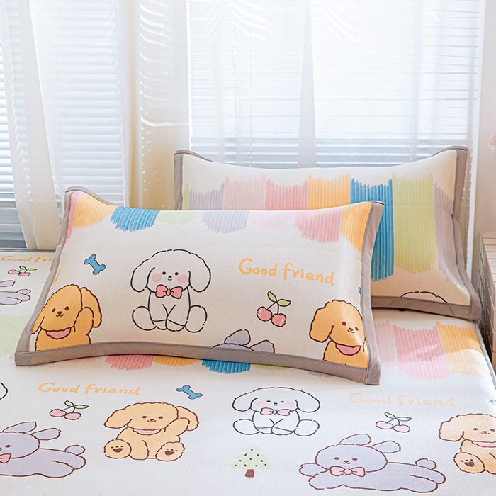 91家纺网 家纺一手货源 找家纺 富馨莱 2026新款冰丝凉席床笠款凉席席子支持一件定制定做 彩虹乐园