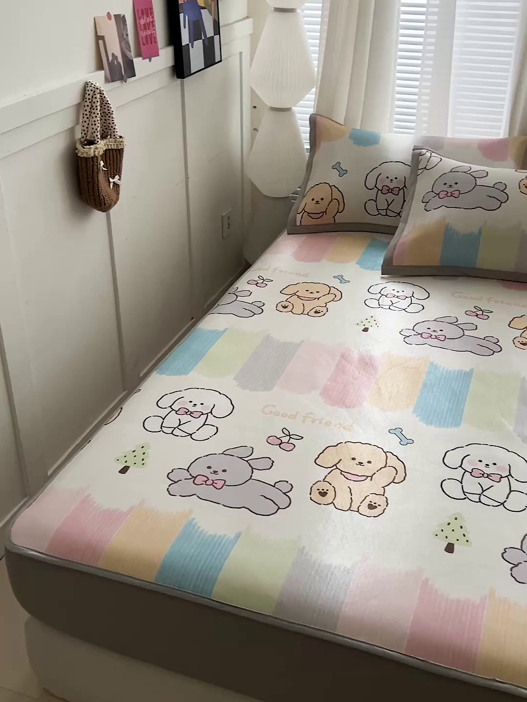 91家纺网 家纺一手货源 找家纺 富馨莱 2026新款冰丝凉席床笠款凉席席子支持一件定制定做 彩虹乐园