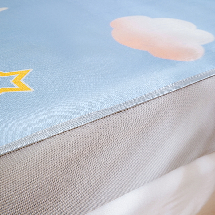 91家纺网 家纺一手货源 找家纺 富馨莱 2026新款冰丝凉席床笠款凉席席子支持一件定制定做 彩虹云朵