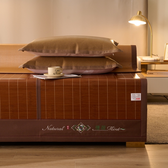 91家纺网 家纺一手货源 找家纺 鑫琪莱家纺 2025新款双面竹席冰丝席竹凉席学生宿舍席子 草本-薄荷