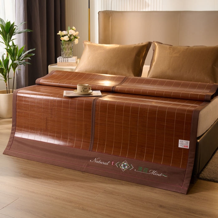 91家纺网 家纺一手货源 找家纺 鑫琪莱家纺 2025新款双面竹席冰丝席竹凉席学生宿舍席子 草本-薄荷