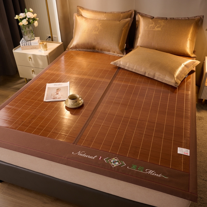 91家纺网 家纺一手货源 找家纺 鑫琪莱家纺 2025新款双面竹席冰丝席竹凉席学生宿舍席子 草本-薄荷