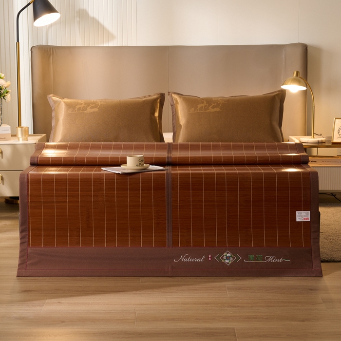 91家纺网 家纺一手货源 找家纺 鑫琪莱家纺 2025新款双面竹席冰丝席竹凉席学生宿舍席子 草本-薄荷