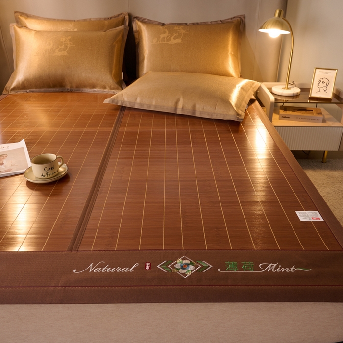 91家纺网 家纺一手货源 找家纺 鑫琪莱家纺 2025新款双面竹席冰丝席竹凉席学生宿舍席子 草本-薄荷