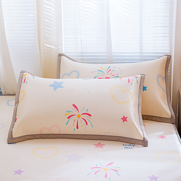 91家纺网 家纺一手货源 找家纺 富馨莱 2026新款冰丝凉席床笠款凉席席子支持一件定制定做 彩色烟花