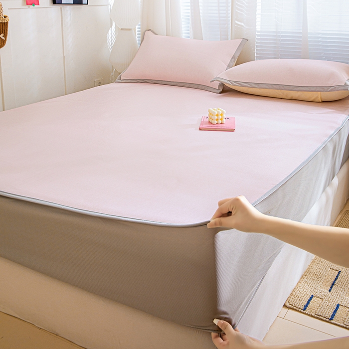 富馨莱 2026新款冰丝凉席床笠款凉席席子支持一件定制定做 淡雅粉