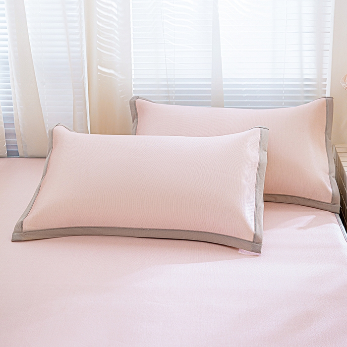 91家纺网 家纺一手货源 找家纺 富馨莱 2026新款冰丝凉席床笠款凉席席子支持一件定制定做 淡雅粉