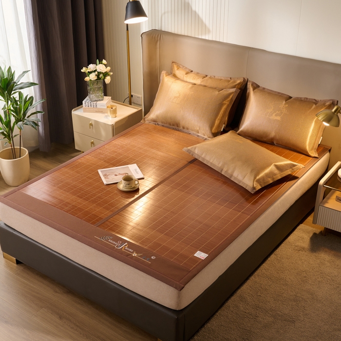 91家纺网 家纺一手货源 找家纺 鑫琪莱家纺 2025新款双面竹席冰丝席竹凉席学生宿舍席子 艾香满园