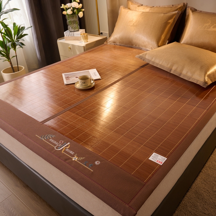 91家纺网 家纺一手货源 找家纺 鑫琪莱家纺 2025新款双面竹席冰丝席竹凉席学生宿舍席子 艾香满园