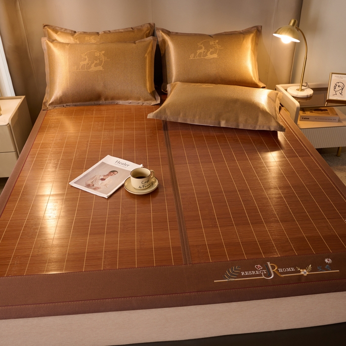 91家纺网 家纺一手货源 找家纺 鑫琪莱家纺 2025新款双面竹席冰丝席竹凉席学生宿舍席子 艾香满园