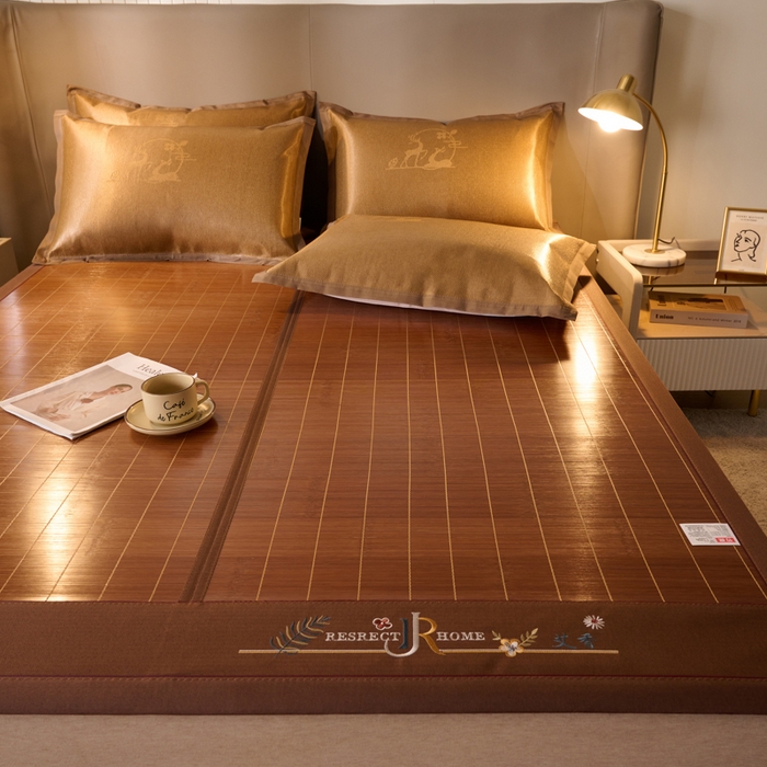 91家纺网 家纺一手货源 找家纺 鑫琪莱家纺 2025新款双面竹席冰丝席竹凉席学生宿舍席子 艾香满园