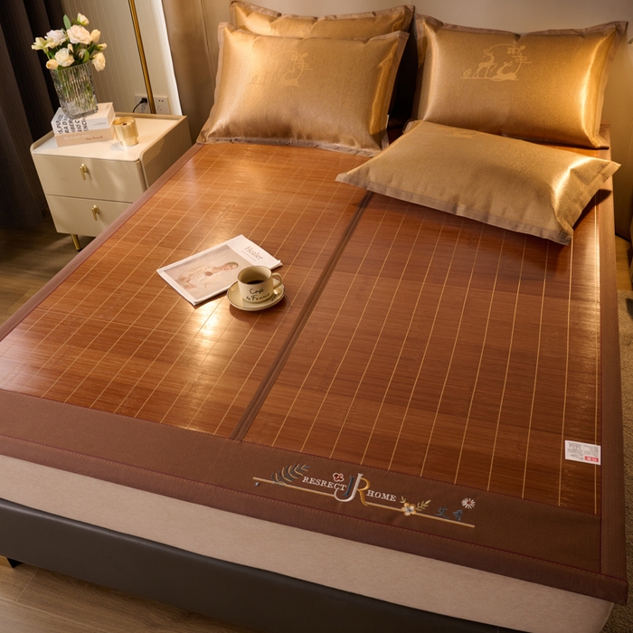 91家纺网 家纺一手货源 找家纺 鑫琪莱家纺 2025新款双面竹席冰丝席竹凉席学生宿舍席子 艾香满园