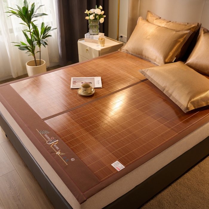 91家纺网 家纺一手货源 找家纺 鑫琪莱家纺 2025新款双面竹席冰丝席竹凉席学生宿舍席子 艾香满园