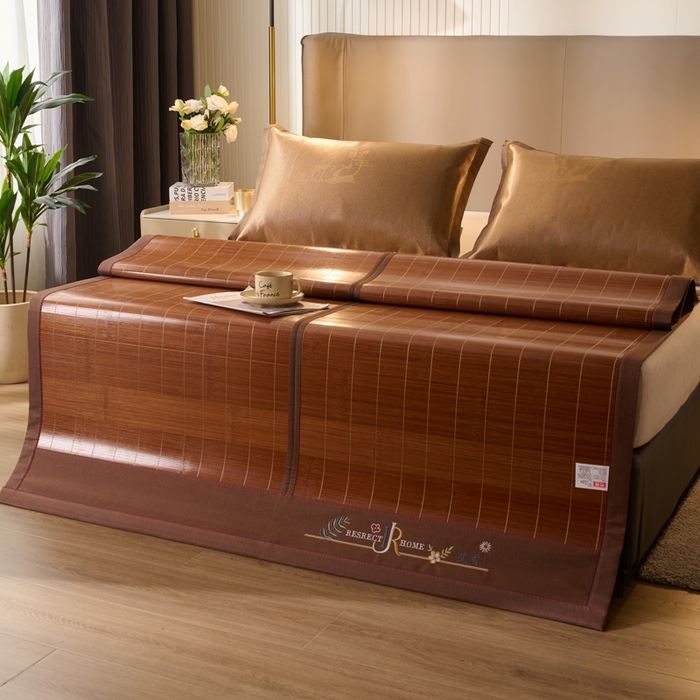 91家纺网 家纺一手货源 找家纺 鑫琪莱家纺 2025新款双面竹席冰丝席竹凉席学生宿舍席子 艾香满园