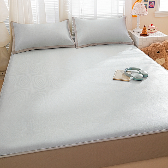 91家纺网 家纺一手货源 找家纺 富馨莱 2026新款冰丝凉席床笠款凉席席子支持一件定制定做 凉感灰