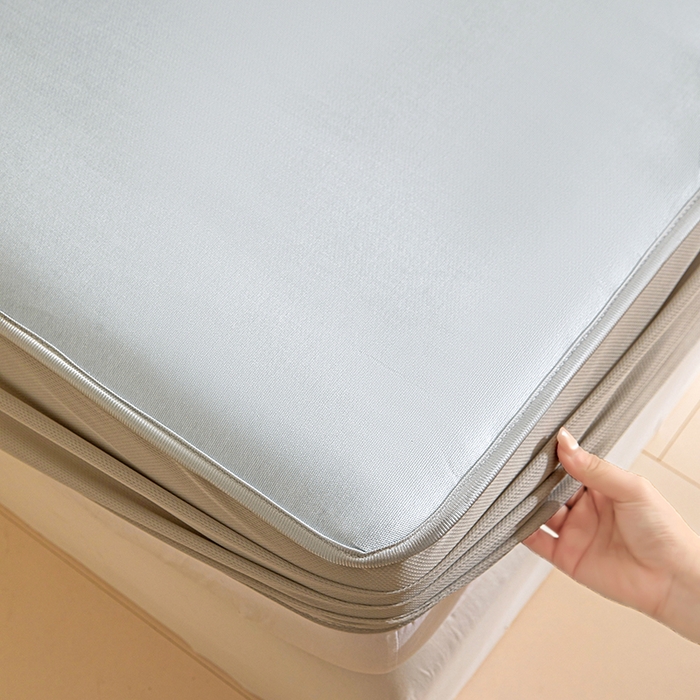 91家纺网 家纺一手货源 找家纺 富馨莱 2026新款冰丝凉席床笠款凉席席子支持一件定制定做 凉感灰