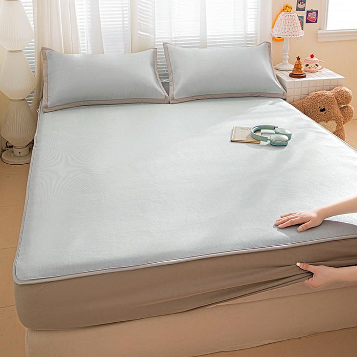 91家纺网 家纺一手货源 找家纺 富馨莱 2026新款冰丝凉席床笠款凉席席子支持一件定制定做 凉感灰