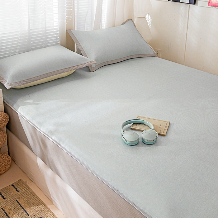 91家纺网 家纺一手货源 找家纺 富馨莱 2026新款冰丝凉席床笠款凉席席子支持一件定制定做 凉感灰