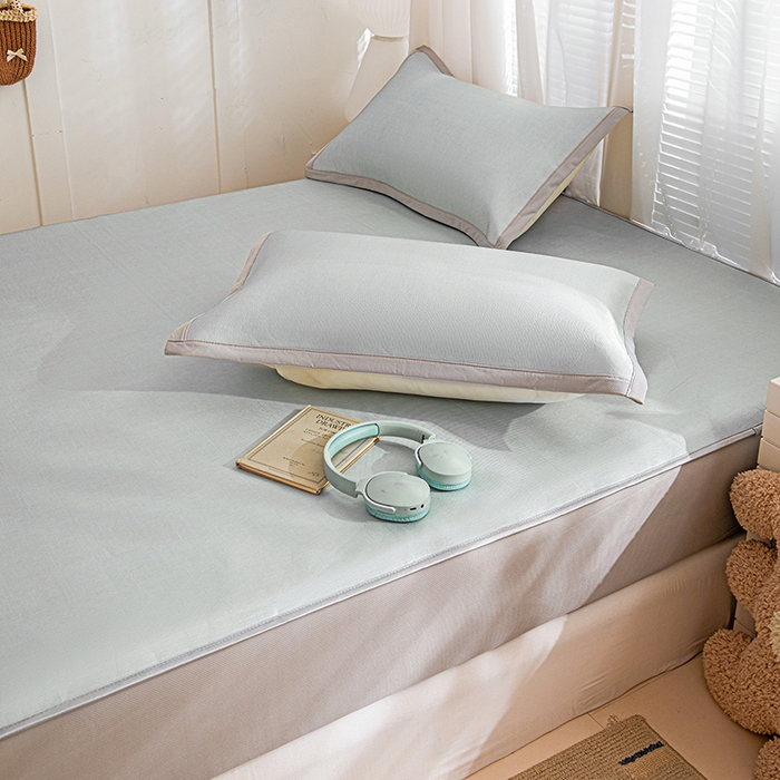 91家纺网 家纺一手货源 找家纺 富馨莱 2026新款冰丝凉席床笠款凉席席子支持一件定制定做 凉感灰