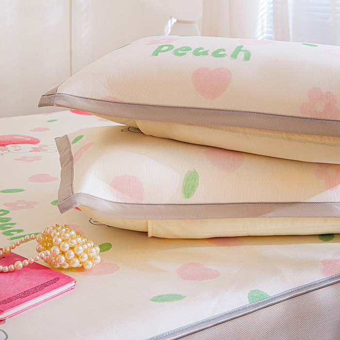 91家纺网 家纺一手货源 找家纺 富馨莱 2026新款冰丝凉席床笠款凉席席子支持一件定制定做 蜜桃兔