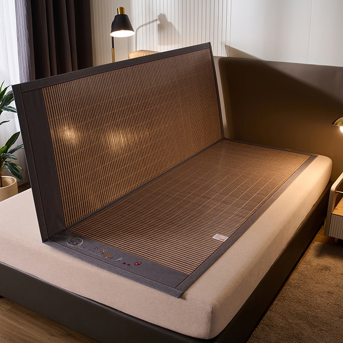 91家纺网 家纺一手货源 找家纺 鑫琪莱家纺 2025新款双面竹席冰丝席竹凉席学生宿舍席子 艾草木纹-烟雨-