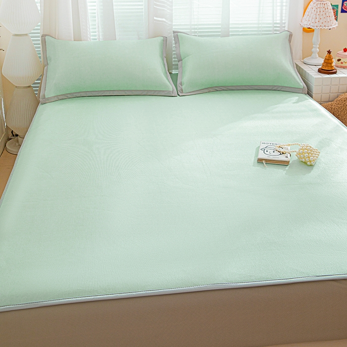 91家纺网 家纺一手货源 找家纺 富馨莱 2026新款冰丝凉席床笠款凉席席子支持一件定制定做 清新绿