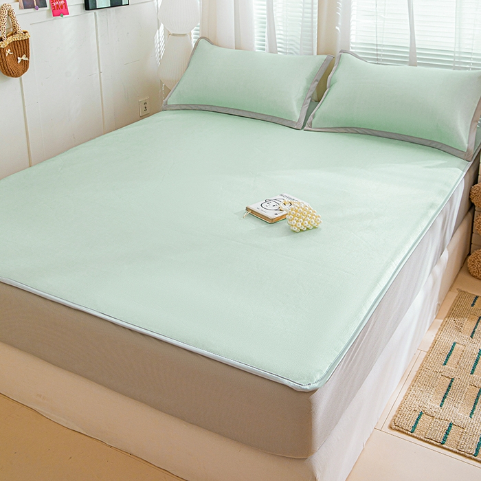 91家纺网 家纺一手货源 找家纺 富馨莱 2026新款冰丝凉席床笠款凉席席子支持一件定制定做 清新绿