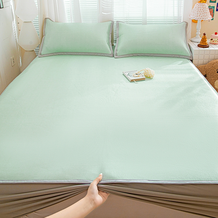 91家纺网 家纺一手货源 找家纺 富馨莱 2026新款冰丝凉席床笠款凉席席子支持一件定制定做 清新绿