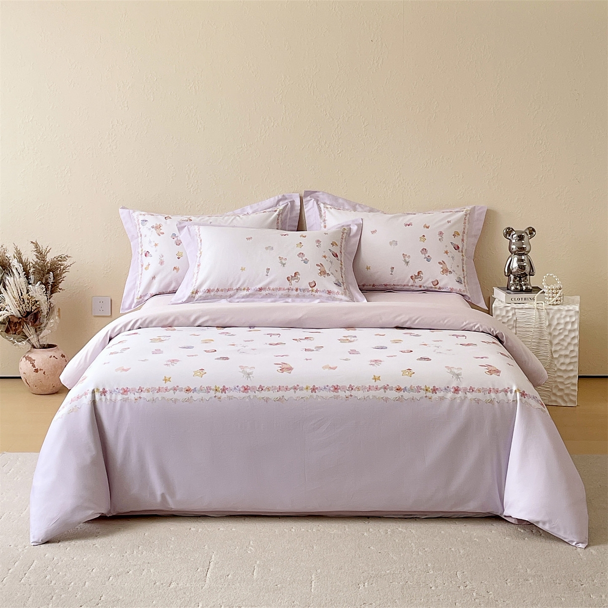 91家纺网 家纺一手货源 找家纺 （总）鼎飞家纺 2026新款100S新疆长绒棉数码印花四件套-软糖童话