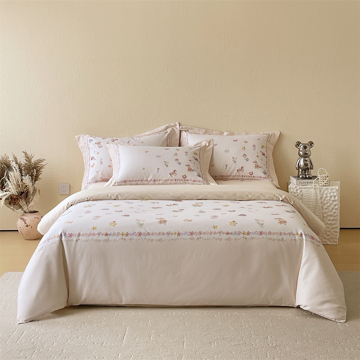 91家纺网 家纺一手货源 找家纺 （总）鼎飞家纺 2026新款100S新疆长绒棉数码印花四件套-软糖童话