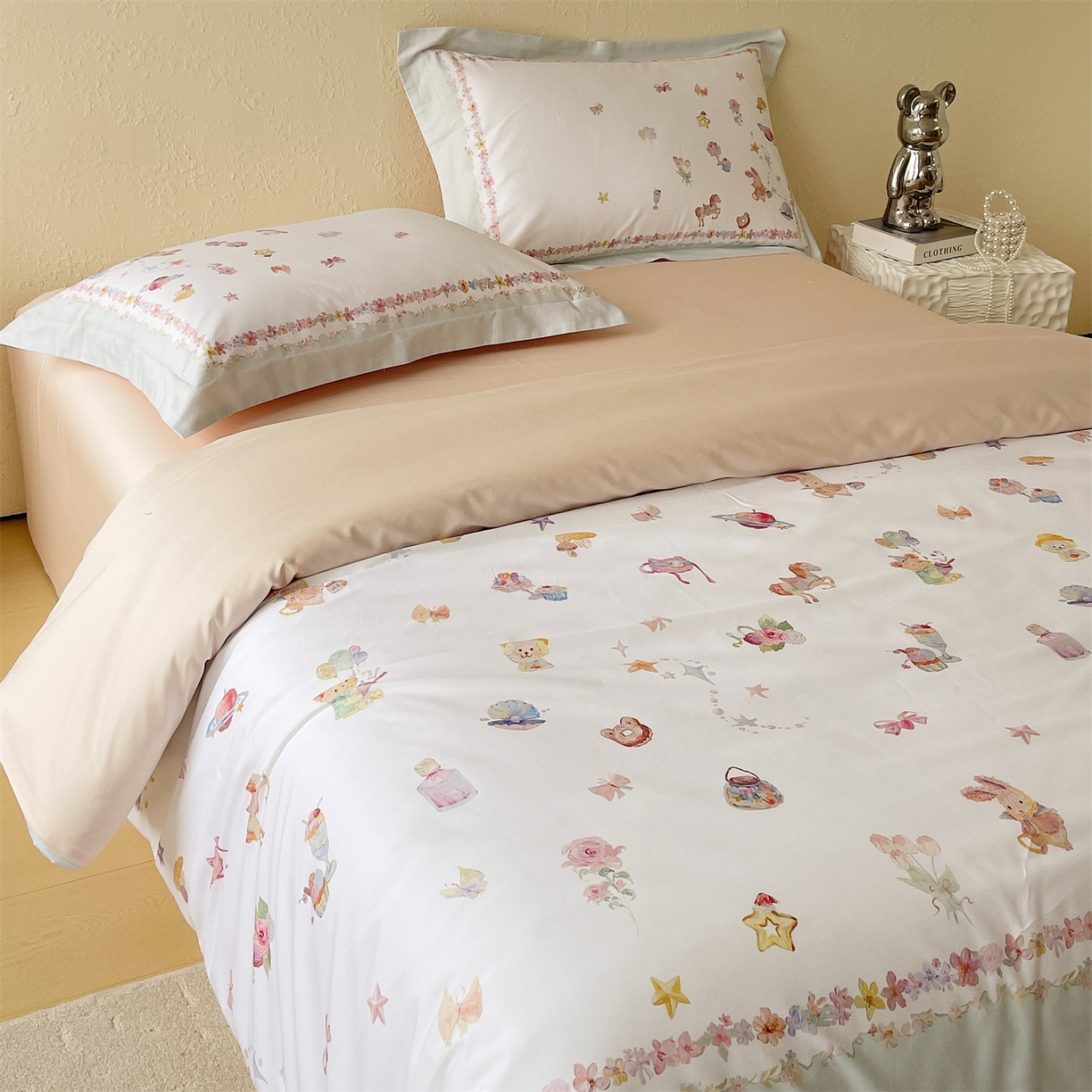 91家纺网 家纺一手货源 找家纺 （总）鼎飞家纺 2026新款100S新疆长绒棉数码印花四件套-软糖童话