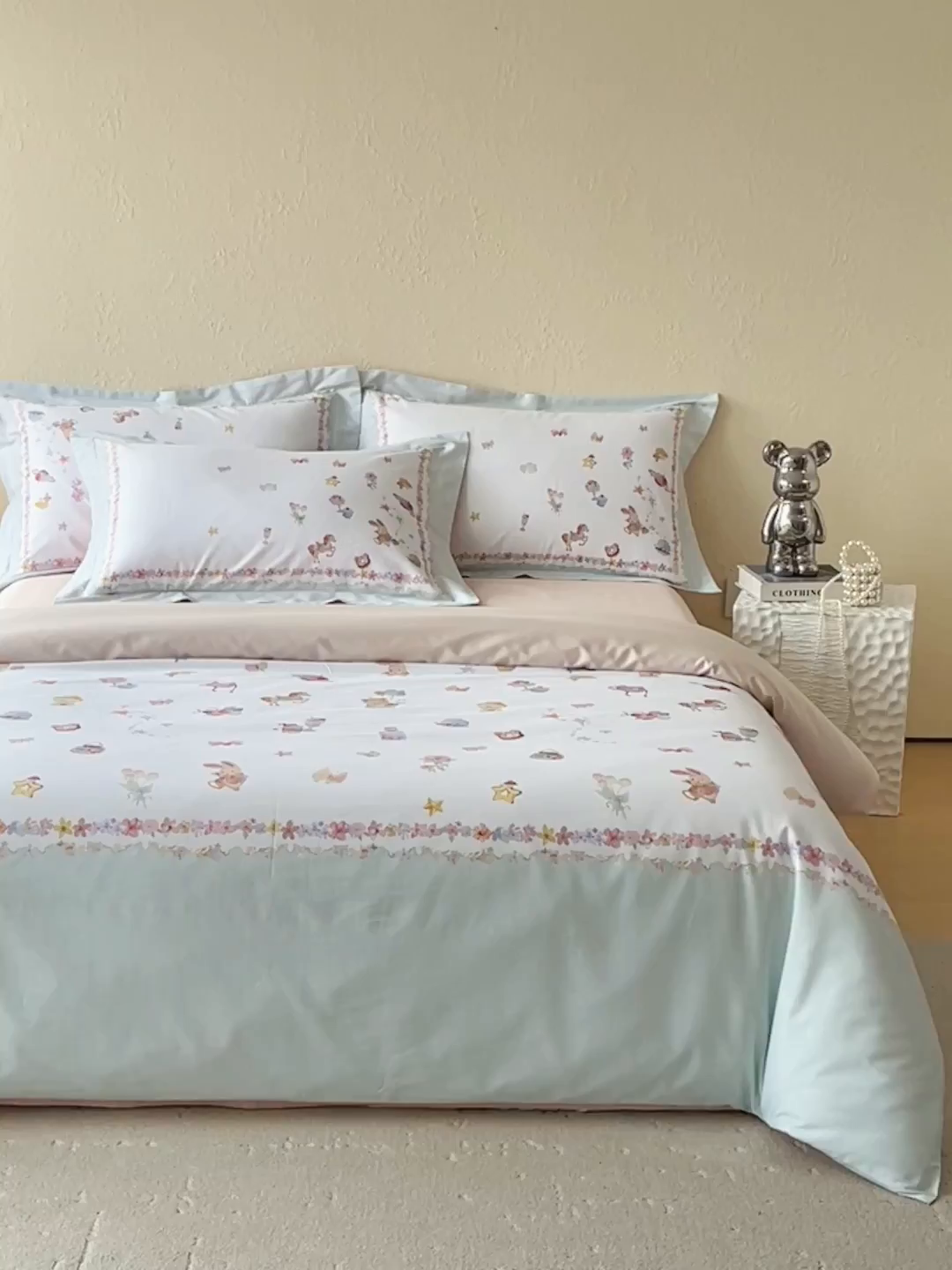 91家纺网 家纺一手货源 找家纺 （总）鼎飞家纺 2026新款100S新疆长绒棉数码印花四件套-软糖童话