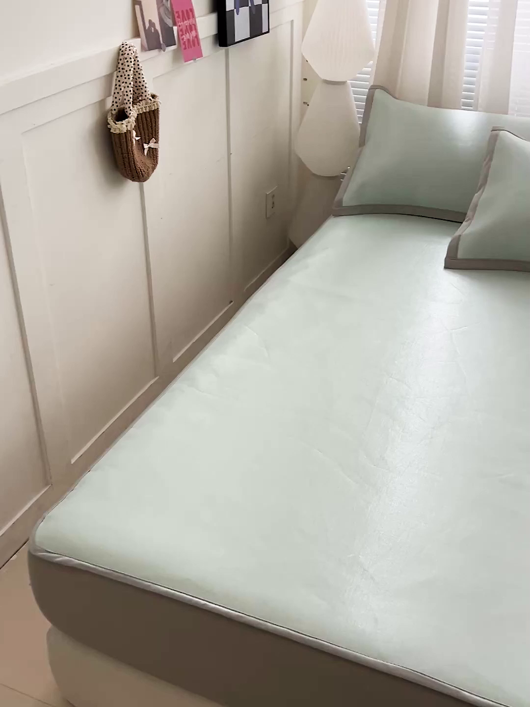 91家纺网 家纺一手货源 找家纺 富馨莱 2026新款冰丝凉席床笠款凉席席子支持一件定制定做 清新绿