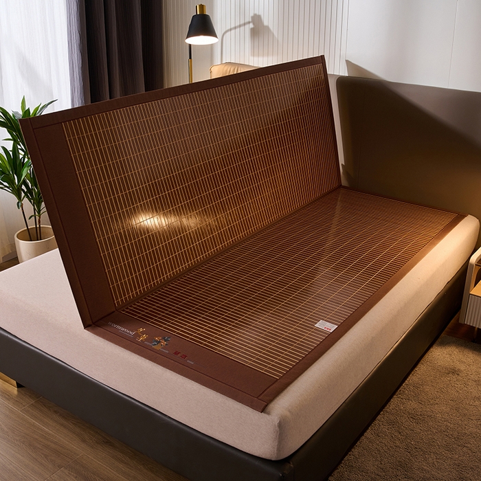 91家纺网 家纺一手货源 找家纺 鑫琪莱家纺 2025新款双面竹席冰丝席竹凉席学生宿舍席子 艾草木纹-醇享-