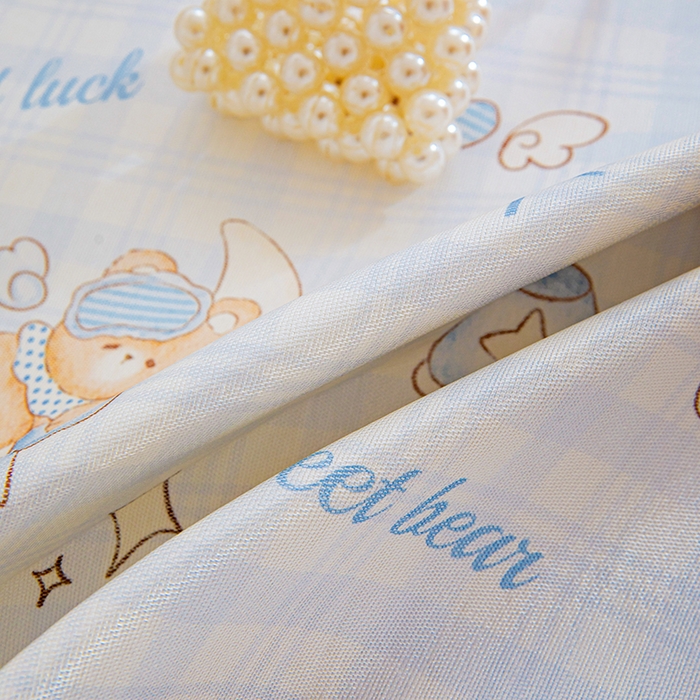 91家纺网 家纺一手货源 找家纺 富馨莱 2026新款冰丝凉席床笠款凉席席子支持一件定制定做 晚安小熊