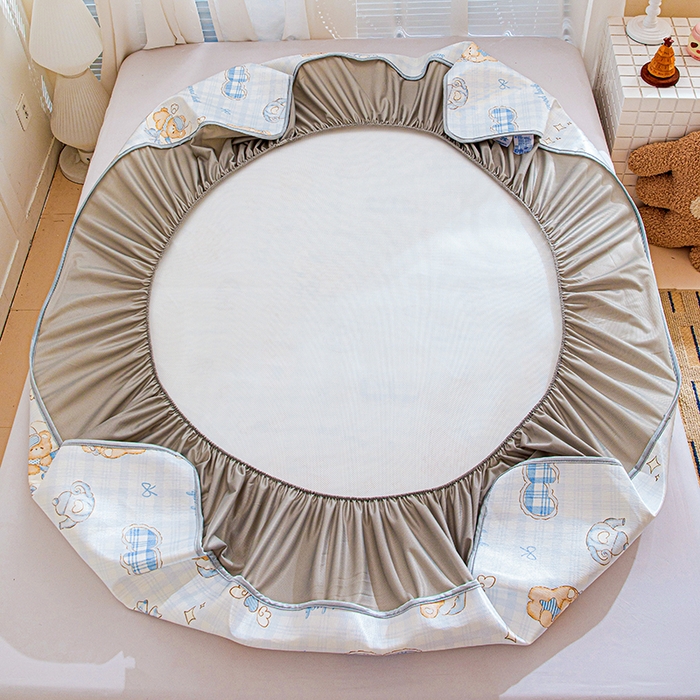 91家纺网 家纺一手货源 找家纺 富馨莱 2026新款冰丝凉席床笠款凉席席子支持一件定制定做 晚安小熊