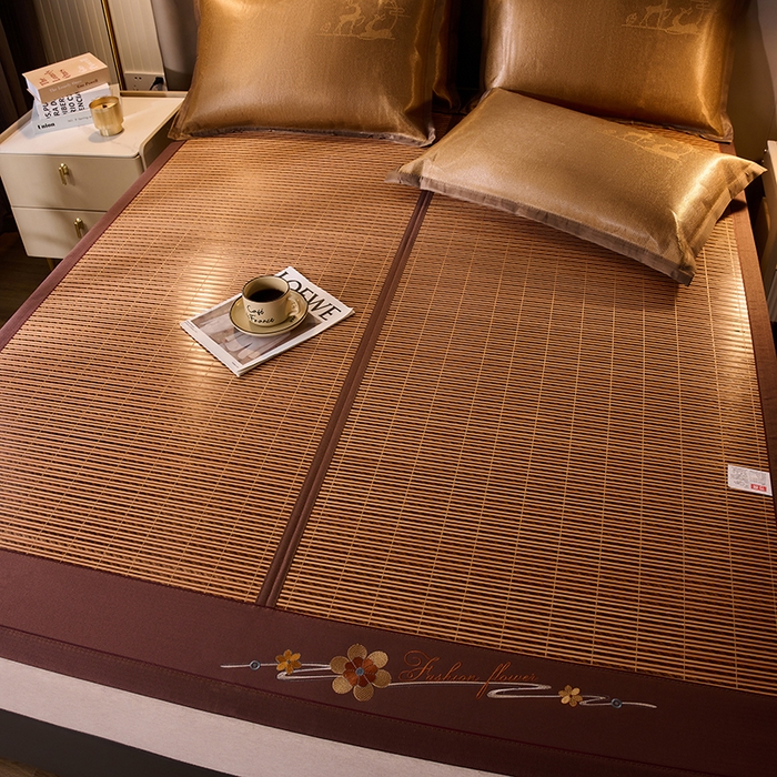 91家纺网 家纺一手货源 找家纺 鑫琪莱家纺 2025新款双面竹席冰丝席竹凉席学生宿舍席子 锦绣良缘-