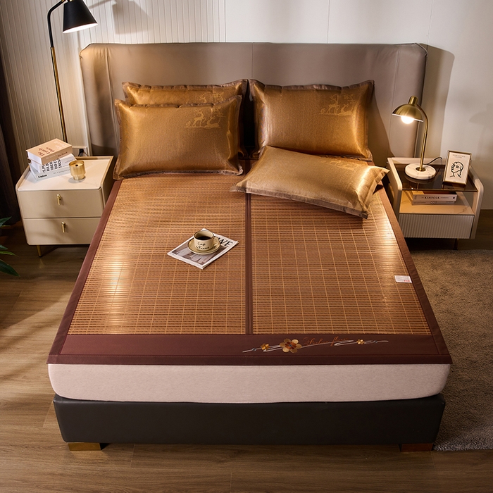 91家纺网 家纺一手货源 找家纺 鑫琪莱家纺 2025新款双面竹席冰丝席竹凉席学生宿舍席子 锦绣良缘-